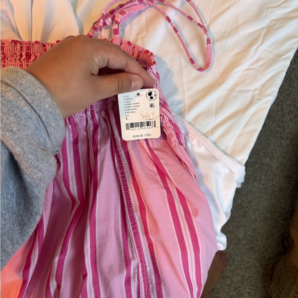 FREE PEOPLE Pink Striped blouse/ short dress